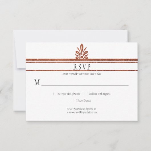 Art Deco Style Koper Glitter RSVP | Kaartje (Voorkant)