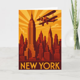 Art deco style New York skyline greetings card Kaart