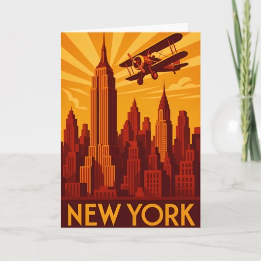 Art deco style New York skyline greetings card Kaart (Voorkant)