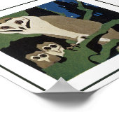 Art Deco Style Owl en Owlets Poster (Hoek)