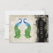 Art Deco Style Peacock Black n Cream  Lace Kaart (Achterkant)