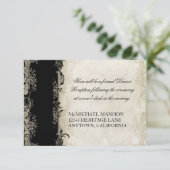 Art Deco Style Peacock Black n Cream  Lace Kaart (Staand voorkant)