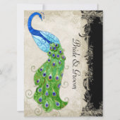 Art Deco Style Peacock Black n Cream  Lace Kaart (Voorkant)