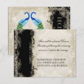 Art Deco Style Peacock Black n Cream  Lace Kaart (Voorkant / Achterkant)