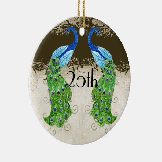 Art Deco Style Peacock Chocolate  Lace Keramisch Ornament (Rechts)