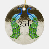 Art Deco Style Peacock Chocolate  Lace Keramisch Ornament (Voorkant)