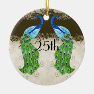 Art Deco Style Peacock Chocolate  Lace Keramisch Ornament