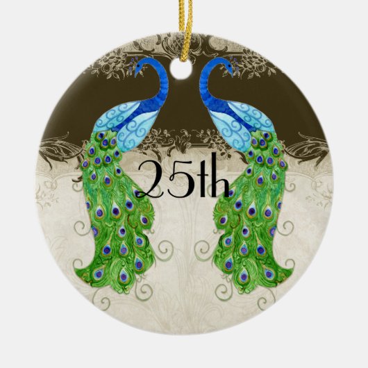 Art Deco Style Peacock Chocolate  Lace Keramisch Ornament (Voorkant)