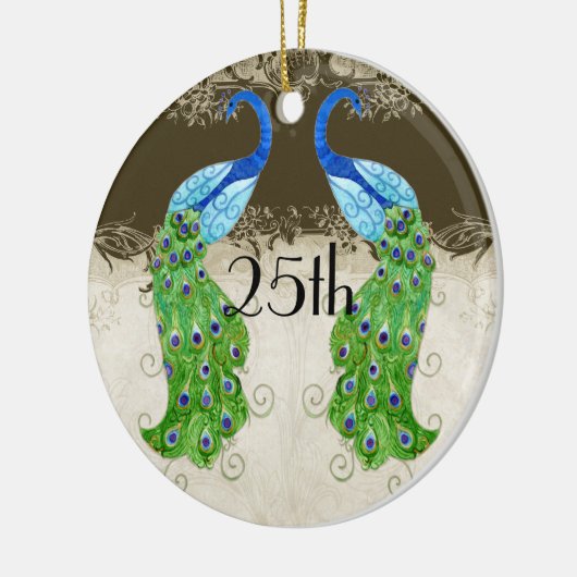Art Deco Style Peacock Chocolate  Lace Keramisch Ornament (Links)