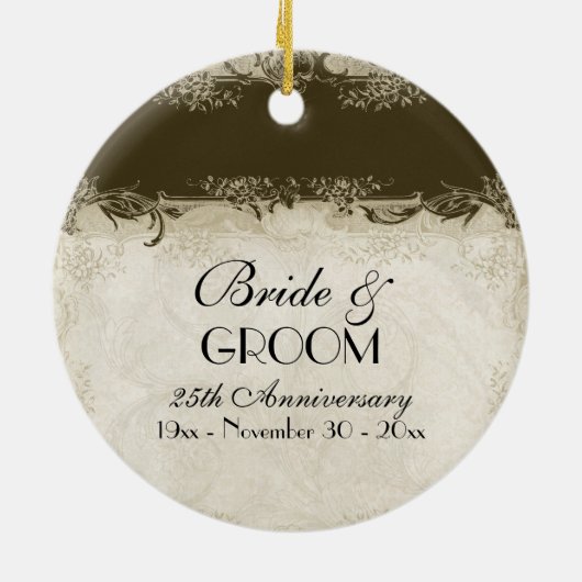 Art Deco Style Peacock Chocolate  Lace Keramisch Ornament (Achterkant)