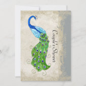 Art Deco Style Peacock Grey Lace Kaart (Voorkant)