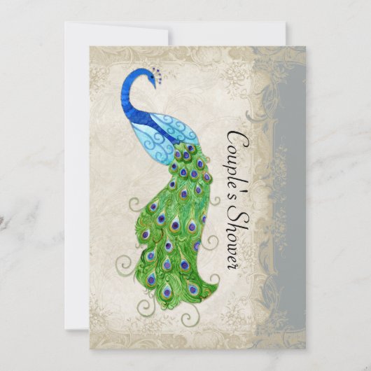 Art Deco Style Peacock Grey  Lace Kaart (Voorkant)