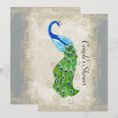 Art Deco Style Peacock Grey  Lace Kaart (Voorkant / Achterkant)