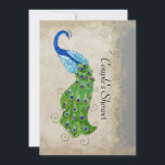 Art Deco Style Peacock Grey  Lace Kaart<br><div class="desc">KLEUR PALET: grijs, crème, tan, aqua blauw, koningsblauw, groen, paarse en gouden. DESIGN COLLECTIE: Dit kunstwerk is een mix van gloednieuwe waterverven van Audrey Jeanne Roberts en lagen van kunstelementen, waaronder: Gesneden geëtste ornamenten decoratieve etsen met wervelingen, bloemenelementen, bloemen, bladeren en barokbloeien. Nieuwe kunst omvat de prachtige pauw met lange...</div>