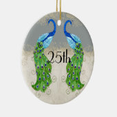 Art Deco Style Peacock Grey  Lace Keramisch Ornament (Rechts)