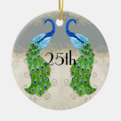 Art Deco Style Peacock Grey  Lace Keramisch Ornament (Voorkant)