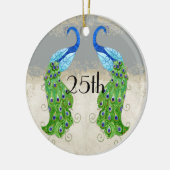 Art Deco Style Peacock Grey  Lace Keramisch Ornament (Links)