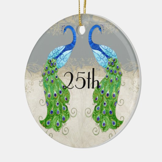 Art Deco Style Peacock Grey  Lace Keramisch Ornament (Links)