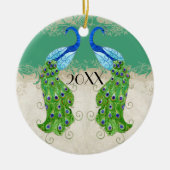 Art Deco Style Peacock Jade Groen  kant Keramisch Ornament (Voorkant)