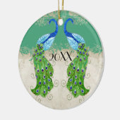 Art Deco Style Peacock Jade Groen  kant Keramisch Ornament (Links)