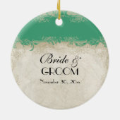 Art Deco Style Peacock Jade Groen  kant Keramisch Ornament (Achterkant)