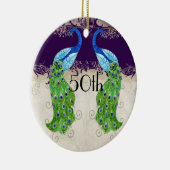 Art Deco Style Peacock  Lace Dark Paars Keramisch Ornament (Rechts)