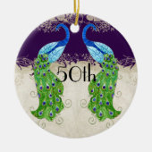 Art Deco Style Peacock Lace Dark Paars Keramisch Ornament (Voorkant)