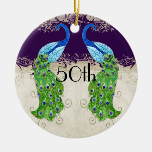 Art Deco Style Peacock  Lace Dark Paars Keramisch Ornament (Voorkant)