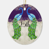 Art Deco Style Peacock  Lace Dark Paars Keramisch Ornament (Links)