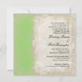 Art Deco Style Peacock Lime Green  Lace Save The Date (Achterkant)