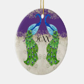 Art Deco Style Peacock Paars in Cream  Lace Keramisch Ornament (Rechts)