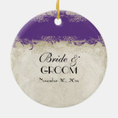 Art Deco Style Peacock Paars in Cream  Lace Keramisch Ornament (Achterkant)