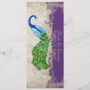 Art Deco Style Peacock Paars in Cream  Lace Menu