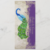 Art Deco Style Peacock Paars in Cream  Lace Menu (Voorkant)