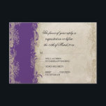 Art Deco Style Peacock Paars in Cream  Lace RSVP Kaartje<br><div class="desc">OPMERKING: Gebruik deze grootte voor vierkant (5 1/4 inch) of de lange rechthoek (4 x 9 1/4 inch groot) nodigt uit. De grotere grootte zal NIET PASSEN! KLEUR PALETTE: Paars, crème, tan, waterblauw, koninklijk blauw, groen en goud. ONTWERPCOLLECTIE: Dit is een passende RSVP-reactiekaart voor de trouwuitnodigingssuite met dezelfde naam. Dit...</div>