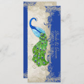 Art Deco Style Peacock Royal Blue  Lace Kaart (Voorkant / Achterkant)
