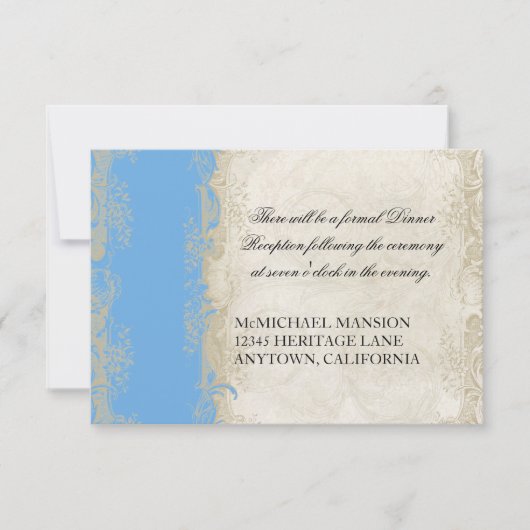 Art Deco Style Peacock Sky Blue  Kaart (Voorkant)