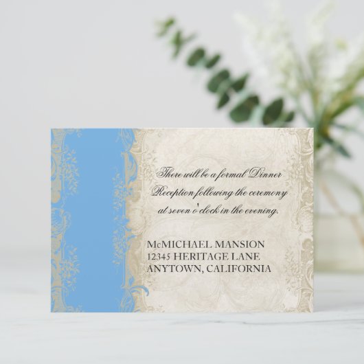 Art Deco Style Peacock Sky Blue  Kaart (Staand voorkant)