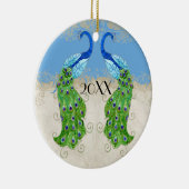 Art Deco Style Peacock Sky Blue Keramisch Ornament (Rechts)