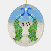 Art Deco Style Peacock Sky Blue Keramisch Ornament (Links)