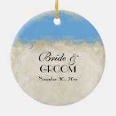 Art Deco Style Peacock Sky Blue Keramisch Ornament (Achterkant)
