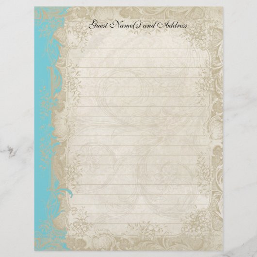 Art Deco Style Peacock Turquoise  Lace Flyer (Voorkant)