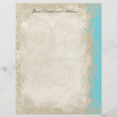 Art Deco Style Peacock Turquoise  Lace Flyer (Achterkant)