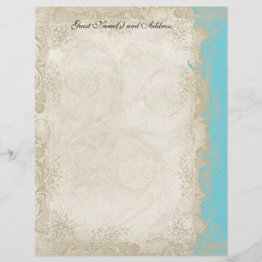 Art Deco Style Peacock Turquoise  Lace Flyer (Achterkant)