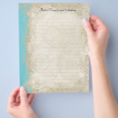 Art Deco Style Peacock Turquoise  Lace Flyer (Hand)