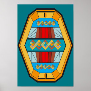 Art Deco Style Poster met Gem-vorm