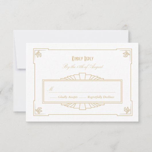 Art Deco Style RSVP-kaart RSVP Kaartje (Voorkant)