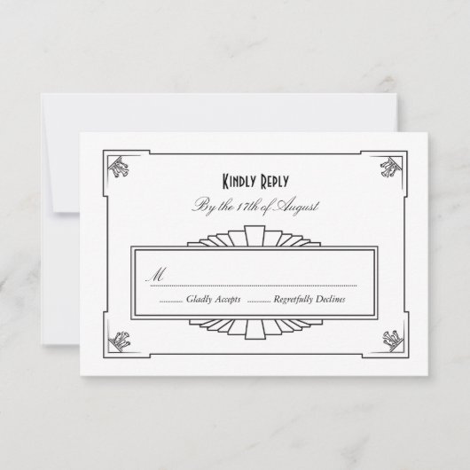 Art Deco Style RSVP-kaart RSVP Kaartje (Voorkant)