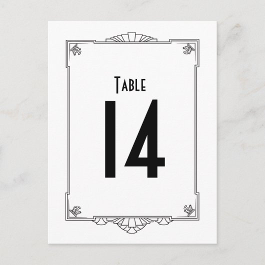 Art Deco Style Table Numbers Briefkaart (Voorkant)