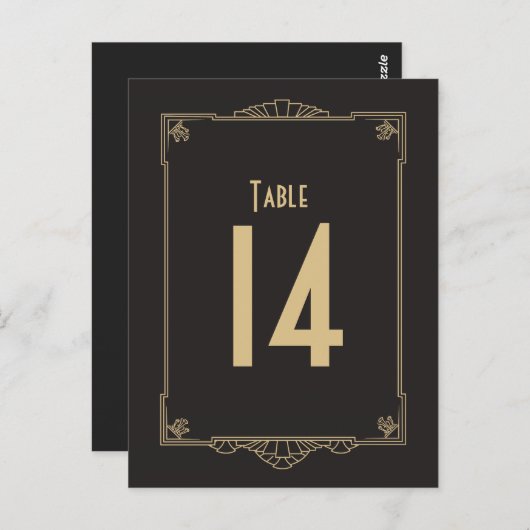 Art Deco Style Table Numbers Briefkaart (Voorkant / Achterkant)